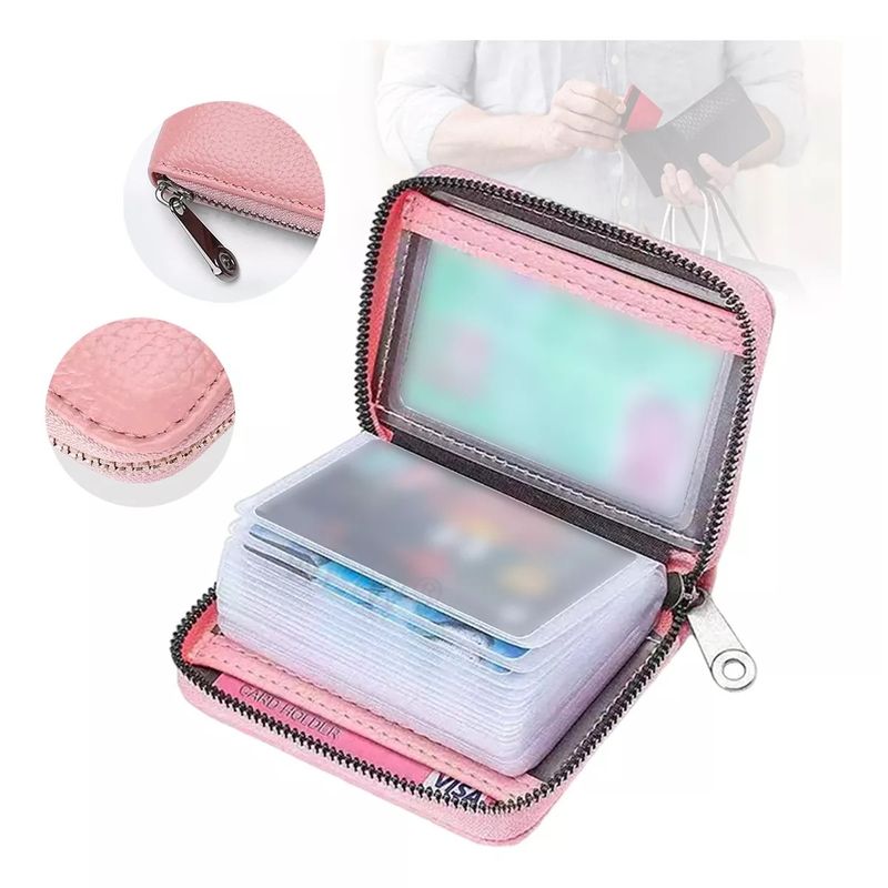 GENERICO - Billeteras Organizador Porta Tarjetas Multi Ranuras Moda rosa