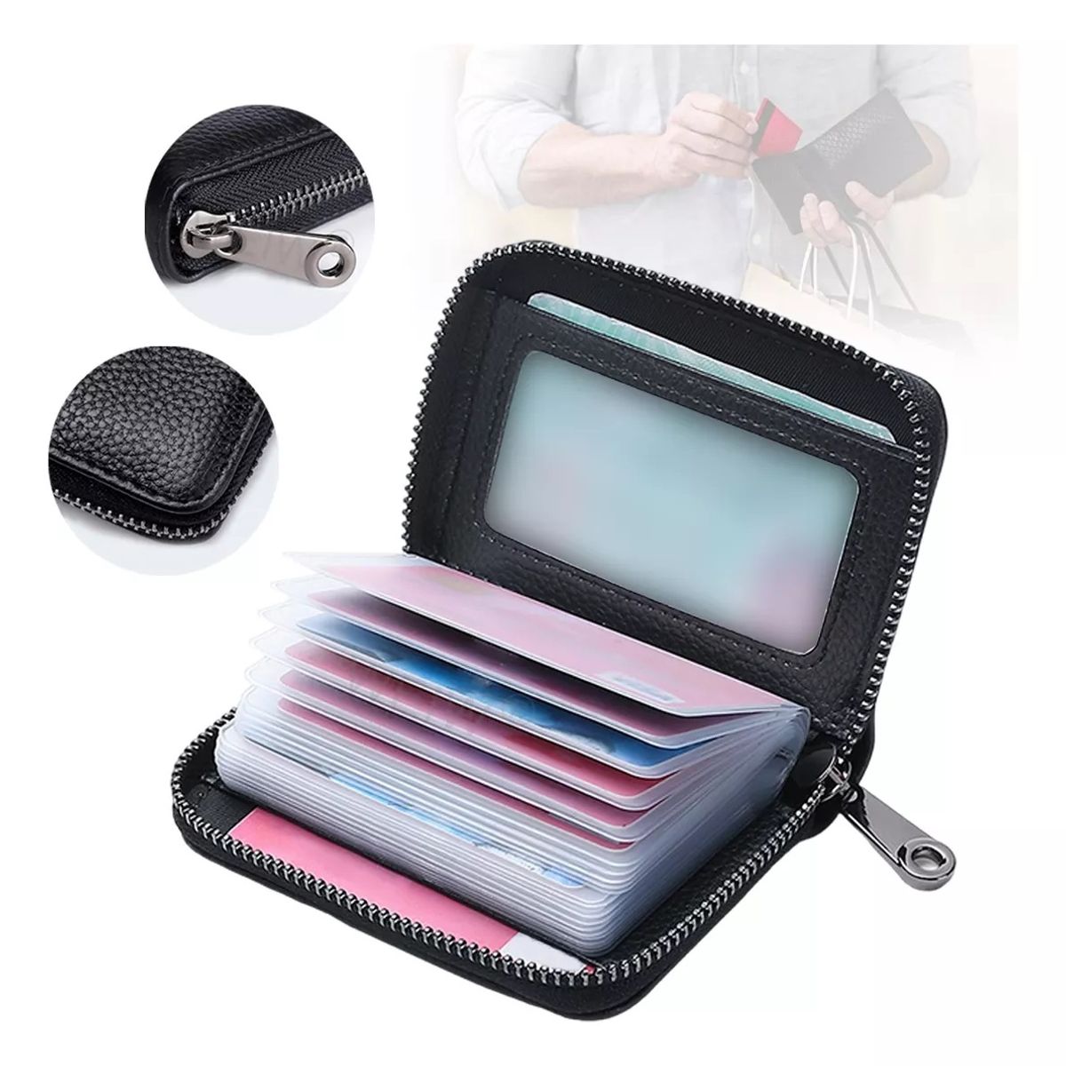 GENERICO - Billeteras Organizador Porta Tarjetas Multi Ranuras Moda negro