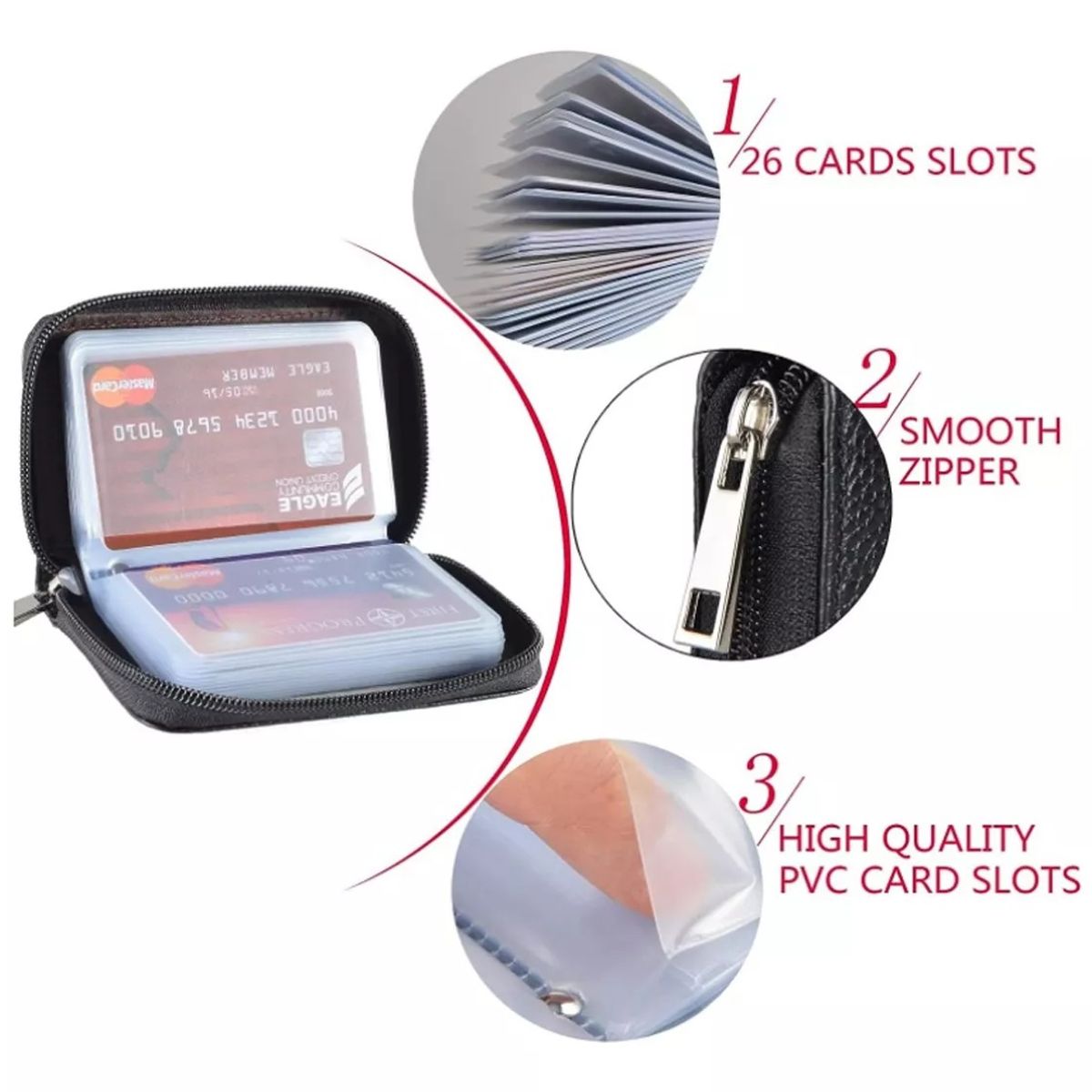 GENERICO - Billeteras Organizador Porta Tarjetas Multi Ranuras Moda negro