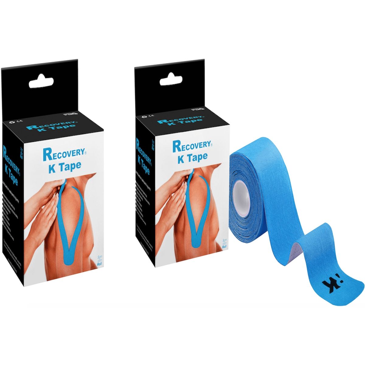 RECOVERY - PACK 2 CINTAS TAPE KINESIOLOGICA AZUL PRECORTADA 5CM X 5MT RECOVERY