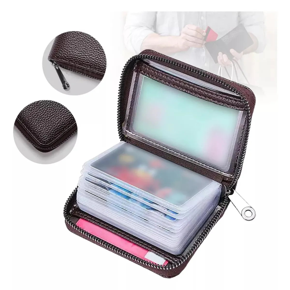 GENERICO - Billeteras Organizador Porta Tarjetas Multi Ranuras Moda marron