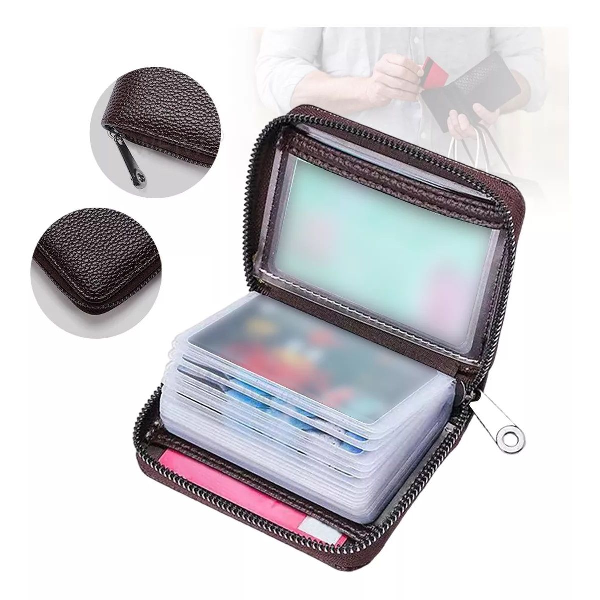 GENERICO - Billeteras Organizador Porta Tarjetas Multi Ranuras Moda marron