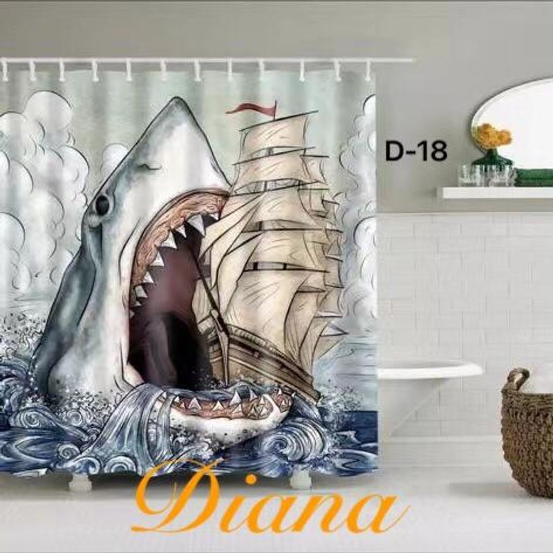 GENERICO - Cortina de ducha de tela con dibujos animados, decoración de baño 180 X 180 CM