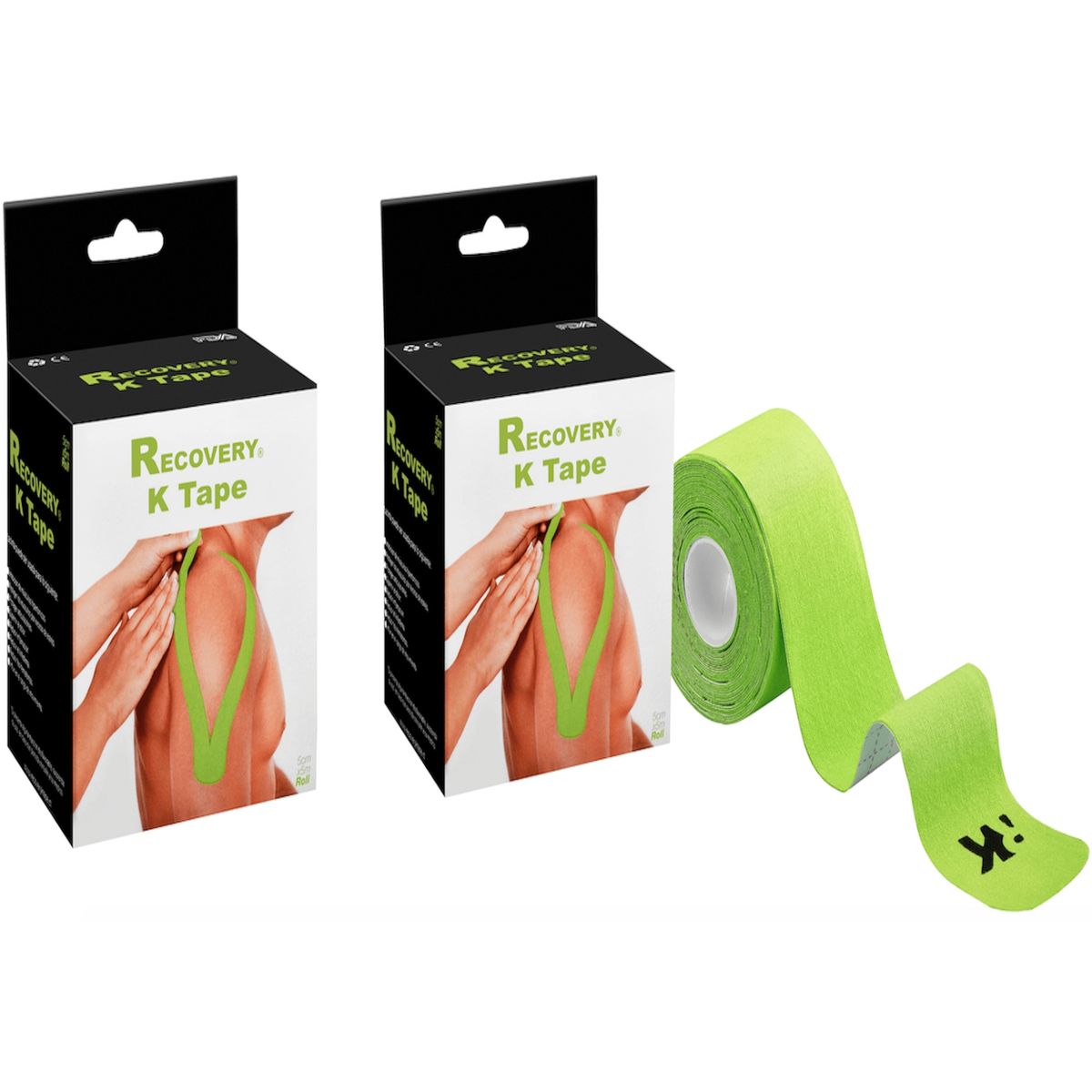 RECOVERY - PACK 2 CINTAS TAPE KINESIOLOGICA VERDE PRECORTADA 5CM X 5MT RECOVERY