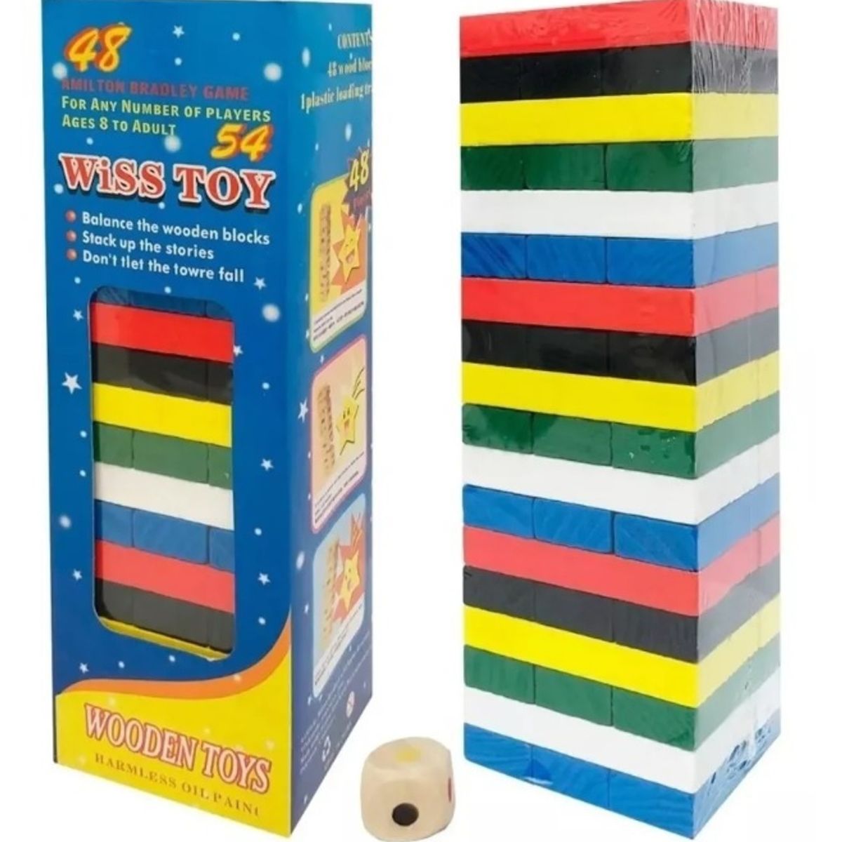 GENERICO - Juego De Mini Yenga Color , Wiss Toy o Torre Infernal 54 Piezas