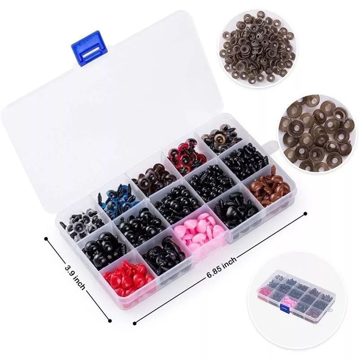 KUANGYE - Caja 752 Unidades Ojo Y Nariz Y Arandelas Plástico Amigurumi