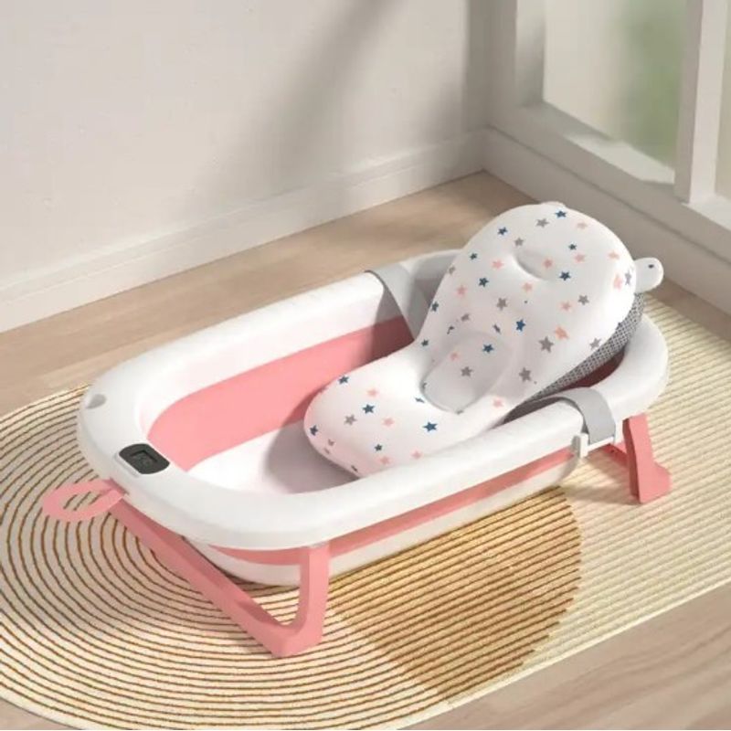 VHEX - Tina Bebe Bañera Plegable Termometro Malla De Cojin Baño