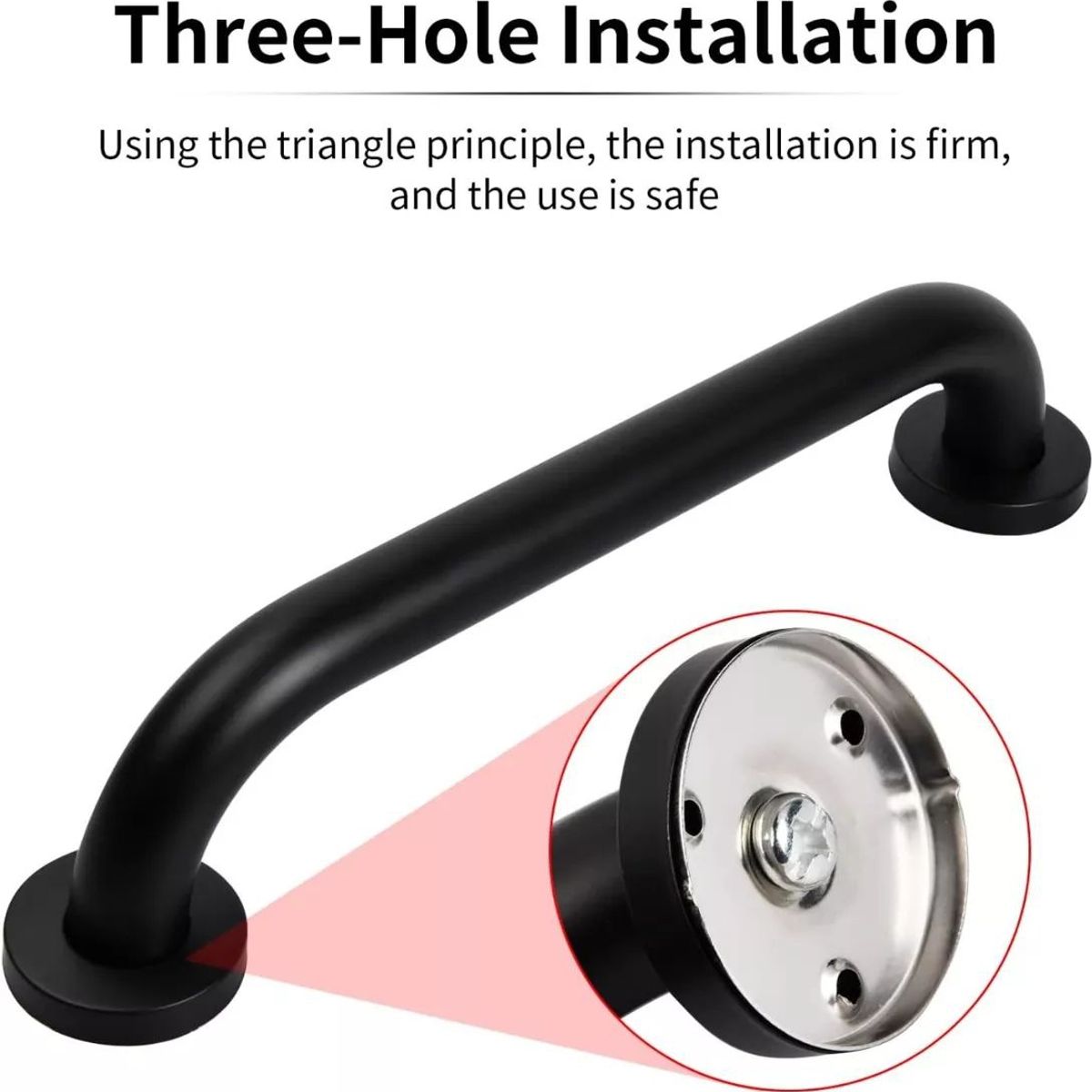 KUANGYE - Barra De Seguridad Acero Inoxidable Negro Mate 30cm