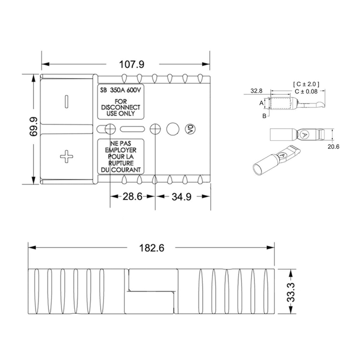 SOLIOT - Conector Baterías Anderson 350a Gris Soliot