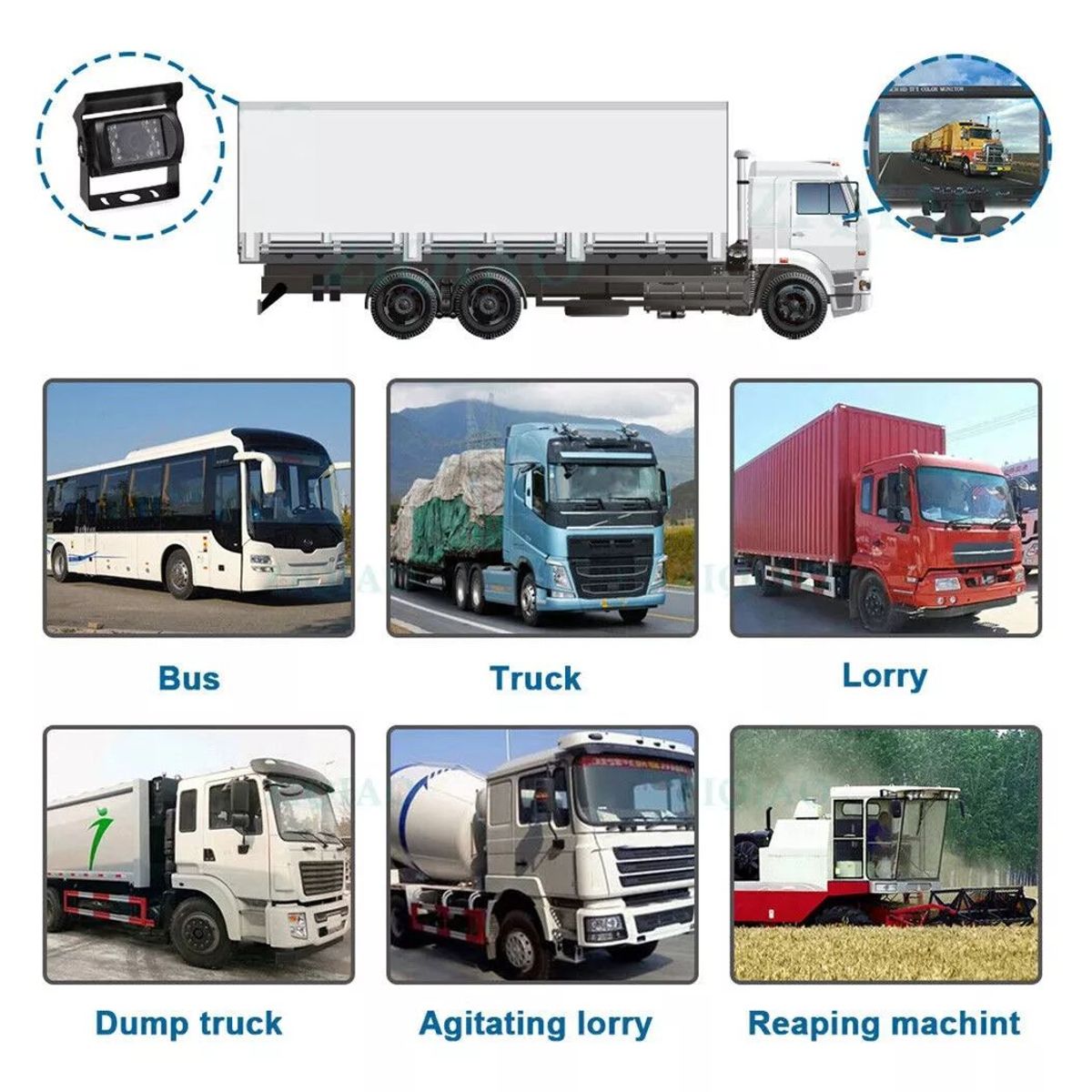 KUANGYE - Kit 24v Cámara Camion/bus + Monitor 7 + Rca 20 Metros