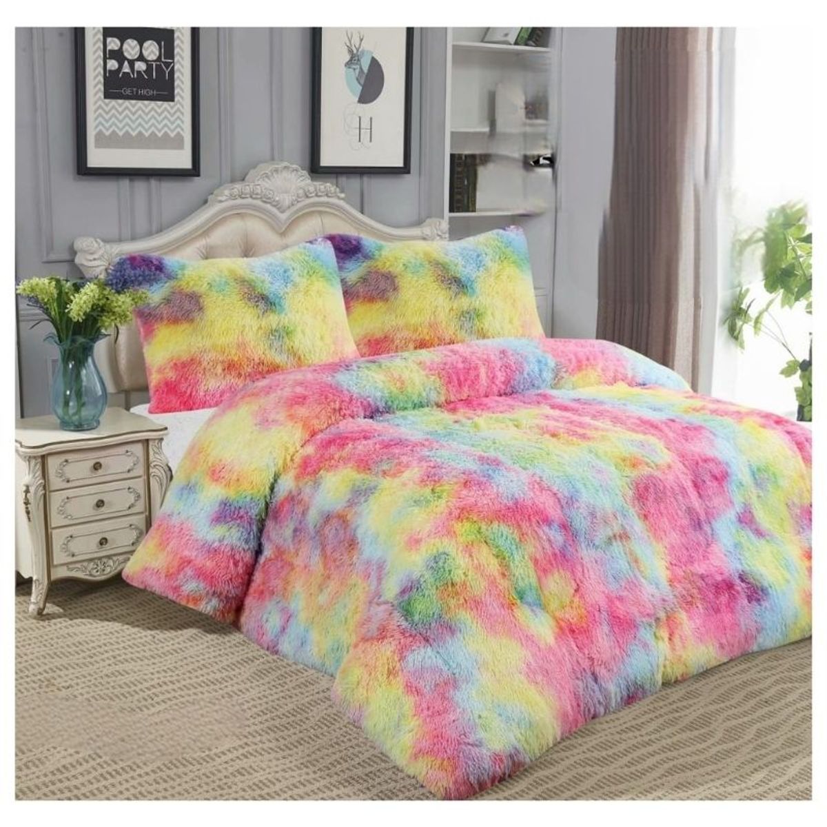 GENERICO - Cubrecama De Invierno 2 plazas Jaspeados 250x230cm Arcoiris