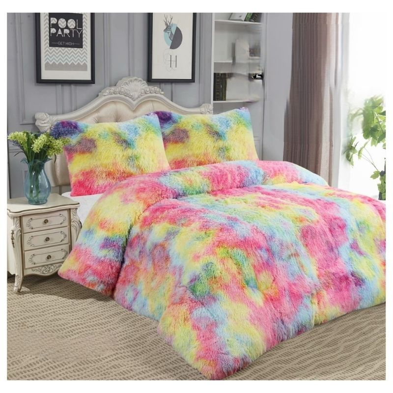 GENERICO - Cubrecama De Invierno 2 plazas Jaspeados 250x230cm Arcoiris