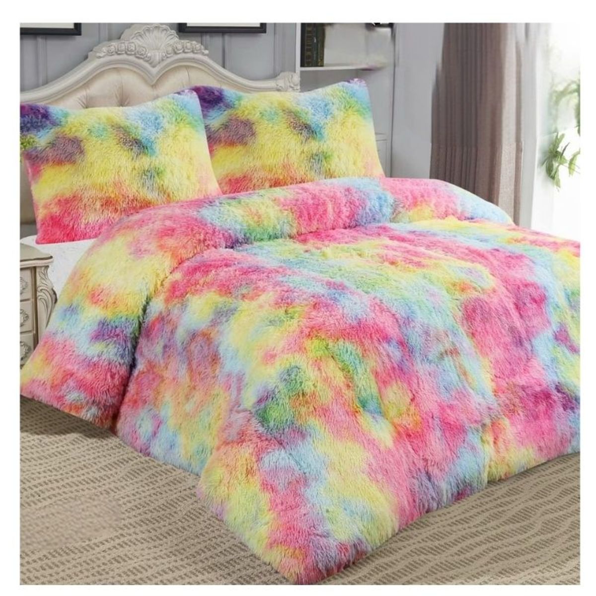 GENERICO - Cubrecama De Invierno 2 plazas Jaspeados 250x230cm Arcoiris