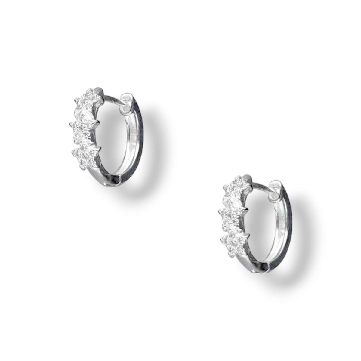 GENERICO - Aros de Plata Argolla Huggie Estrellas Circones 15 mm
