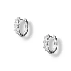 GENERICO - Aros de Plata Argolla Huggie Estrellas Circones 15 mm