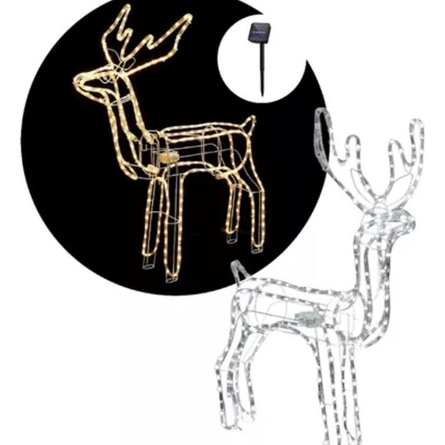 ANGELES DEL HOGAR - Reno Navideño  Y Luz Led solar 95cm Amarillo