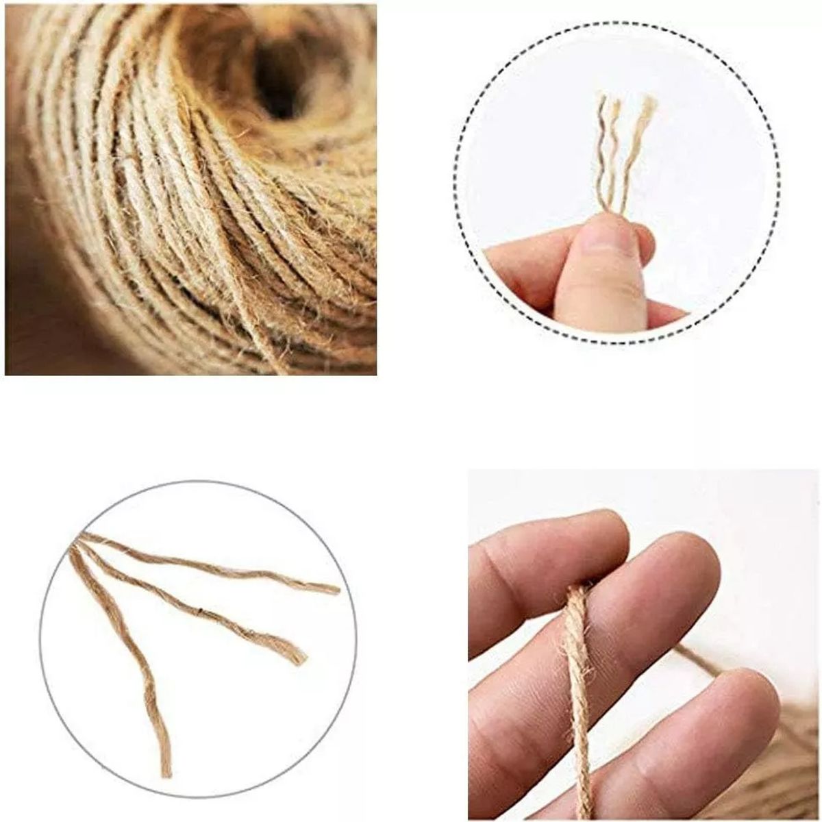 ESHOPANGIE - Cuerda Cañamo Yute 200 Mts 3 Mm Soga Decoración Artesanías