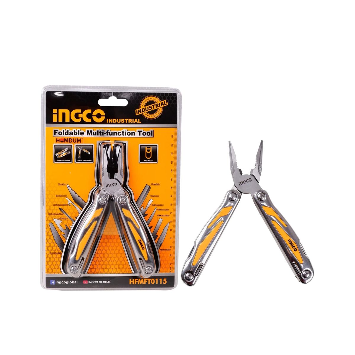 INGCO - Alicate Multiherramienta Ingco Con 15 Funciones + Funda Hfmft0115