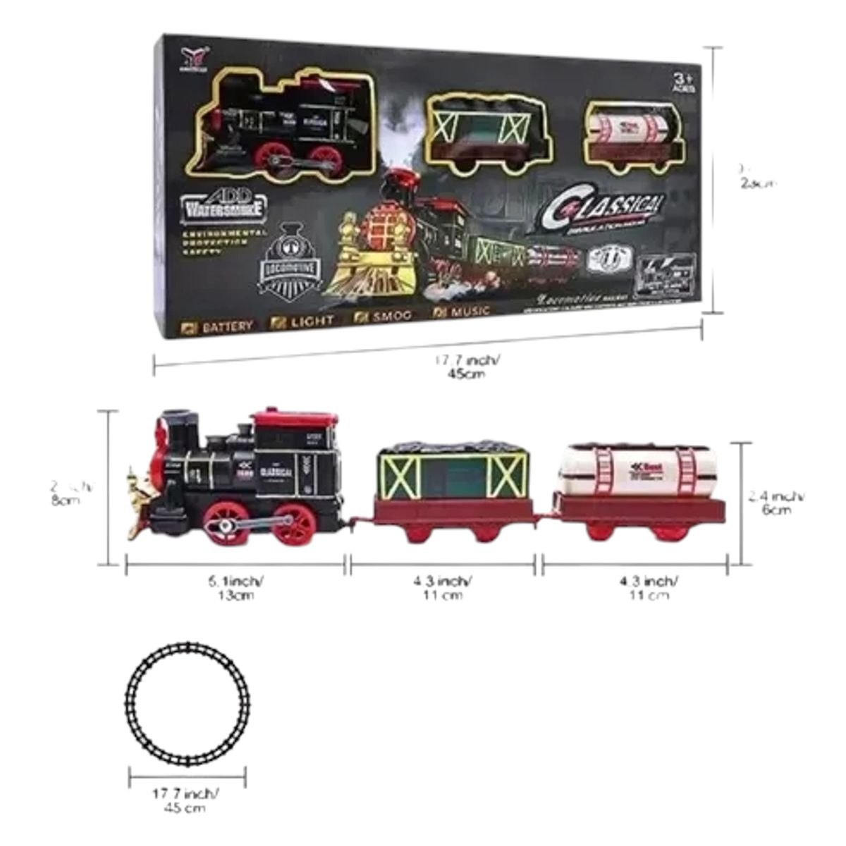 GENERICO - Tren Clasico Tira Humo Luces Sonido Ideal para Obsequio
