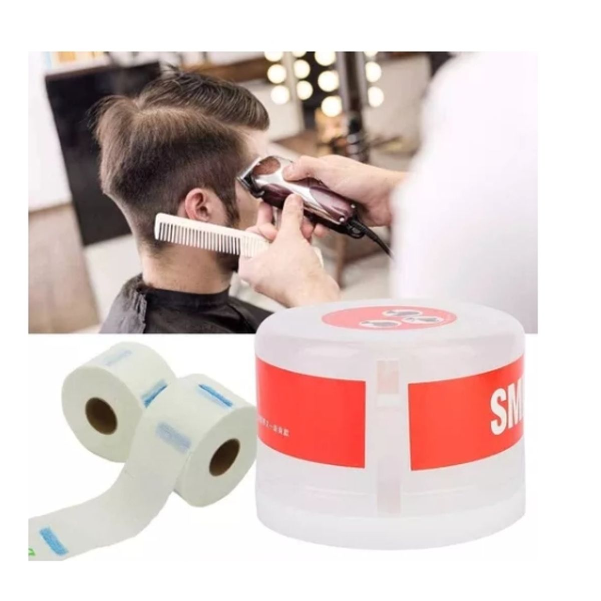 GENERICO - Pack 5 Papel Cuello Para Barbería + Dispensador Papel Cuello