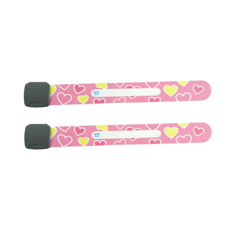 GENERICO - 2 Pulsera ID para niños reutilizable SOS - Rosa - Corazones