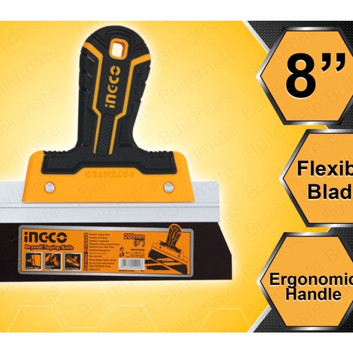 INGCO - Espátula Para Yeso Ingco 200 Mm 8 Pulgadas Hput78200