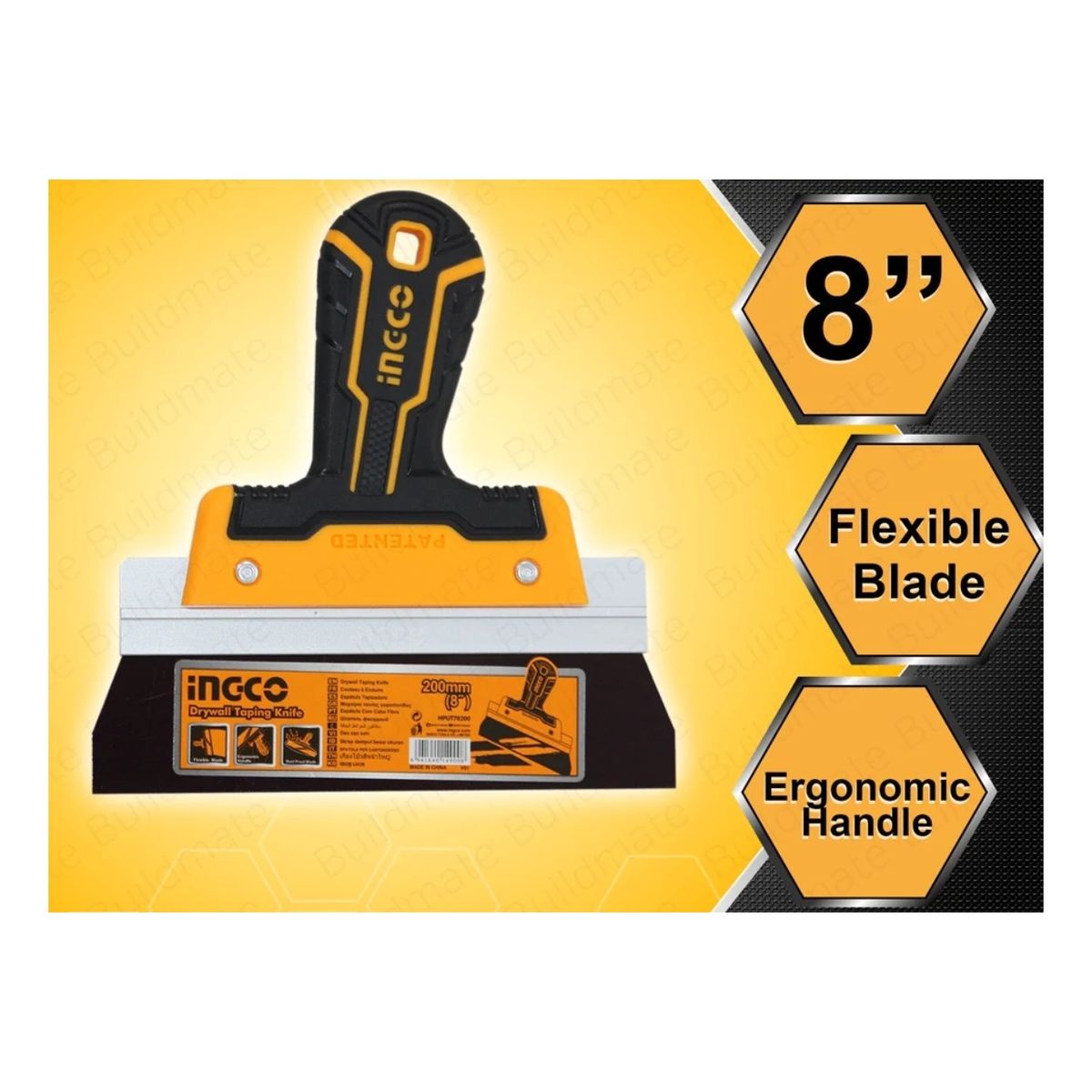 INGCO - Espátula Para Yeso Ingco 200 Mm 8 Pulgadas Hput78200