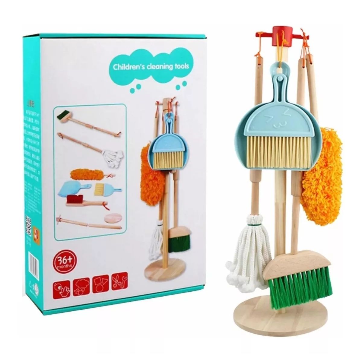 GENERICO - Set de limpieza, 7 piezas, juguete de madera Bestoys