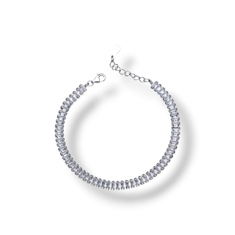 GENERICO - Pulsera de Plata Circones Baguette 19,5 cm