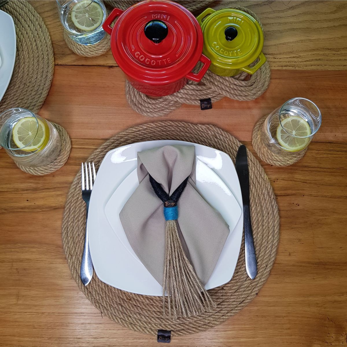 BEIGE - Set 4 Individuales de Yute