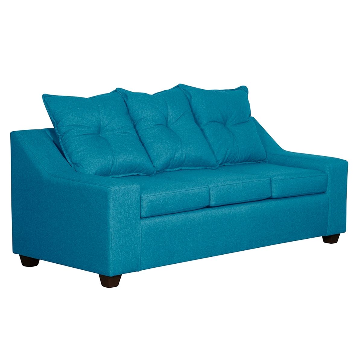 MASEL - Sofa  Viena 3 cuerpos   Felpa  turquesa 190 x 80x90