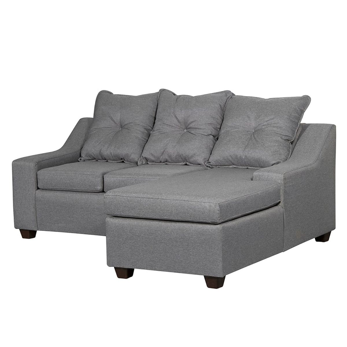 MASEL - Seccional Viena 3c Chaise Der  , intercambiable,Gris 200 x 140x90