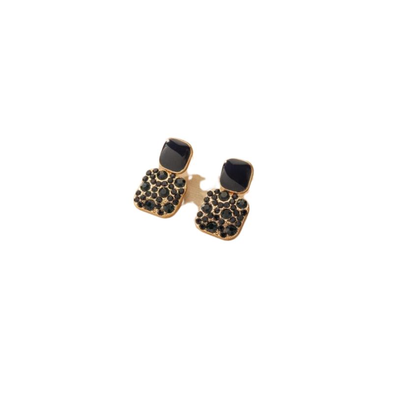 GENERICO - Pendientes largos geométricos con diseño de diamante de imitación