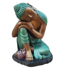 SAT NAM INSPIRES - Figura Buda Durmiente Base Flor de Loto 48 cm Green Line