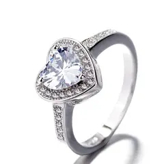 GENERICO - Anillo Plata 925 Corazón Circones Compromiso Elegante Mujer Joya