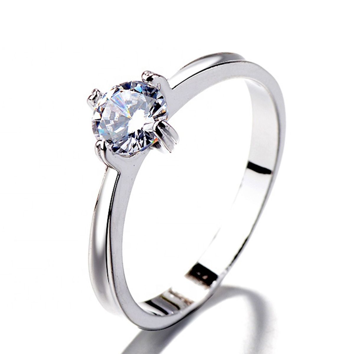 GENERICO - Anillo Plata 925 Compromiso Solitario Circón Garra 4 Puntas Mujer