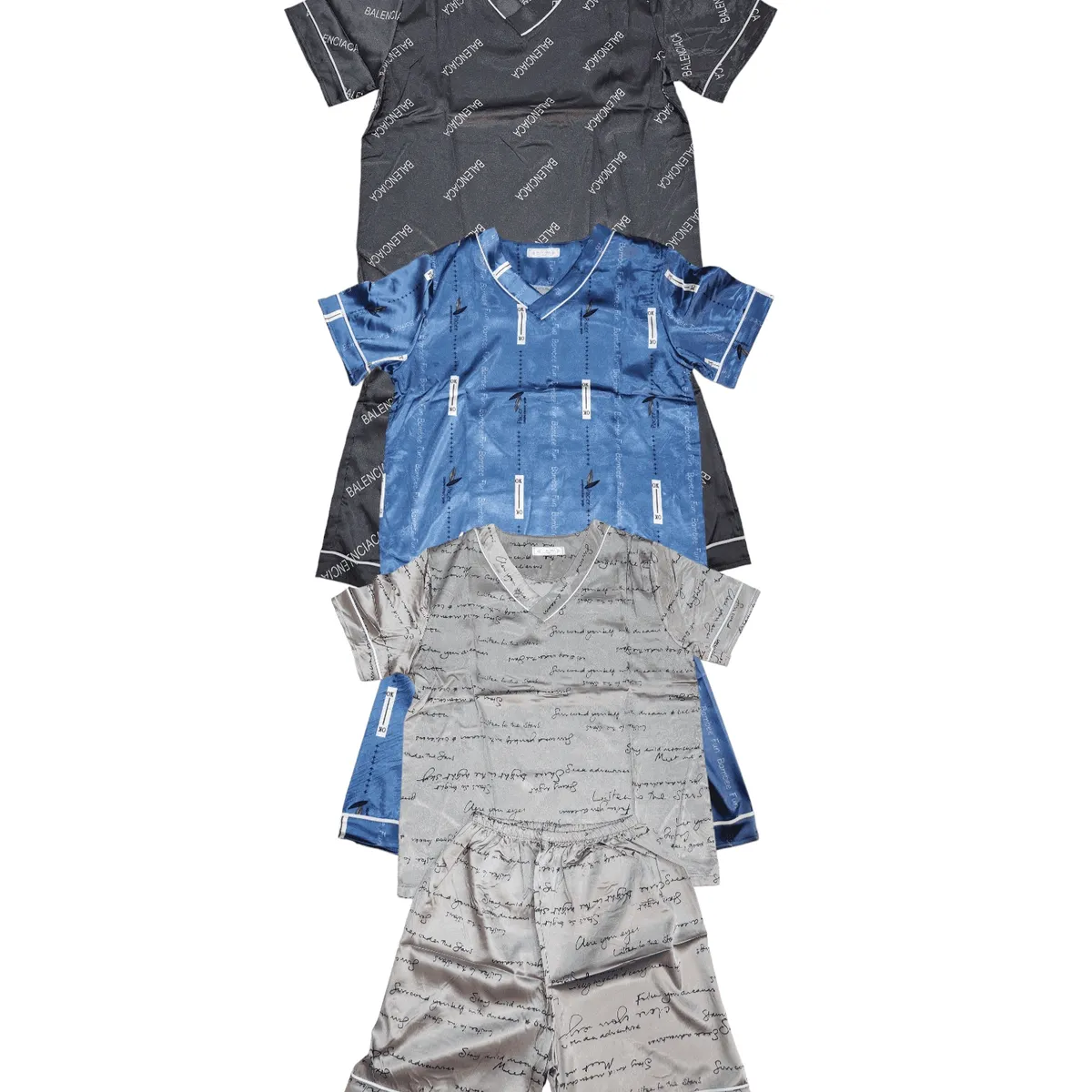 AGW - Pack 3 Pijamas Hombre Satin Diseños Modernos