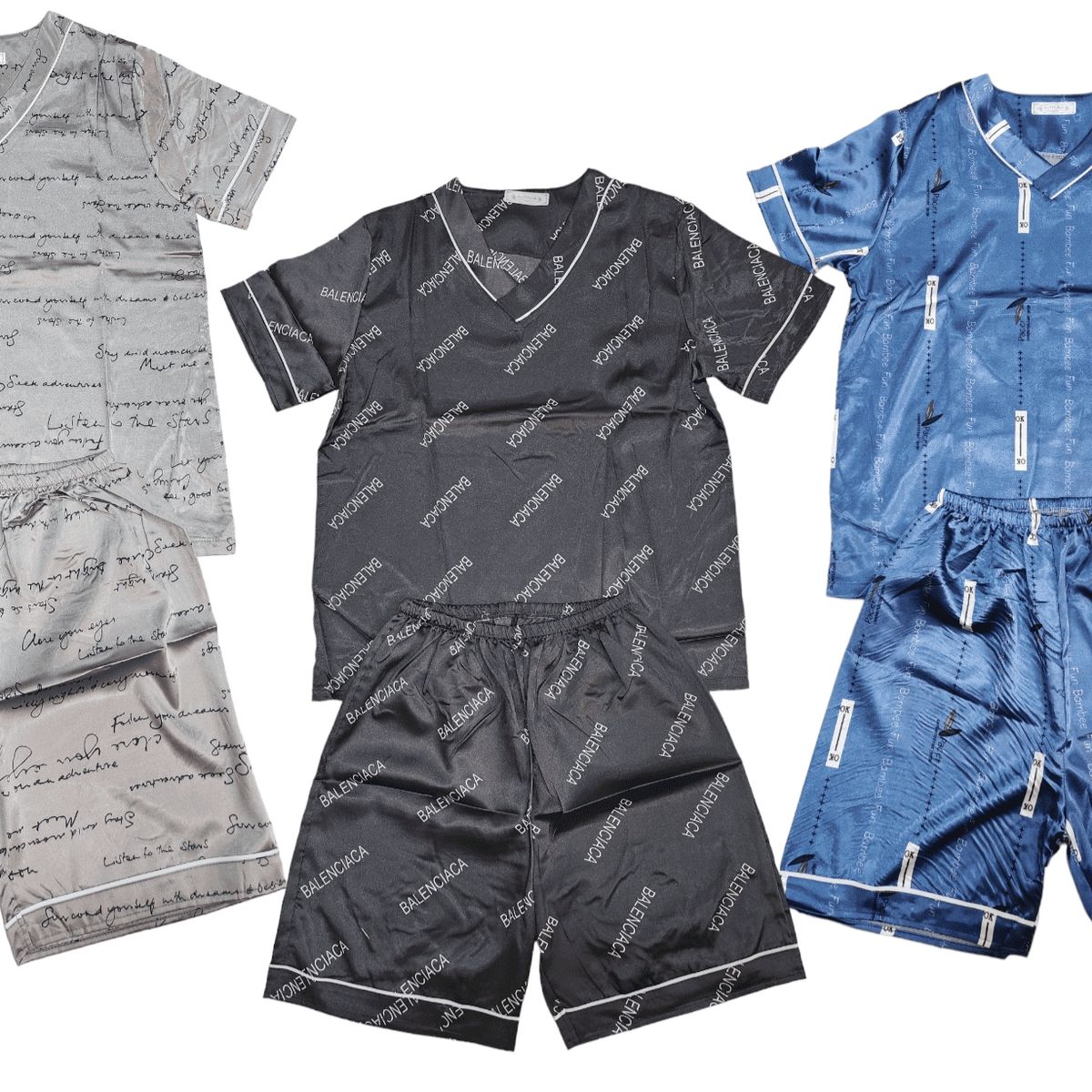 AGW - Pack 3 Pijamas Hombre Satin Diseños Modernos