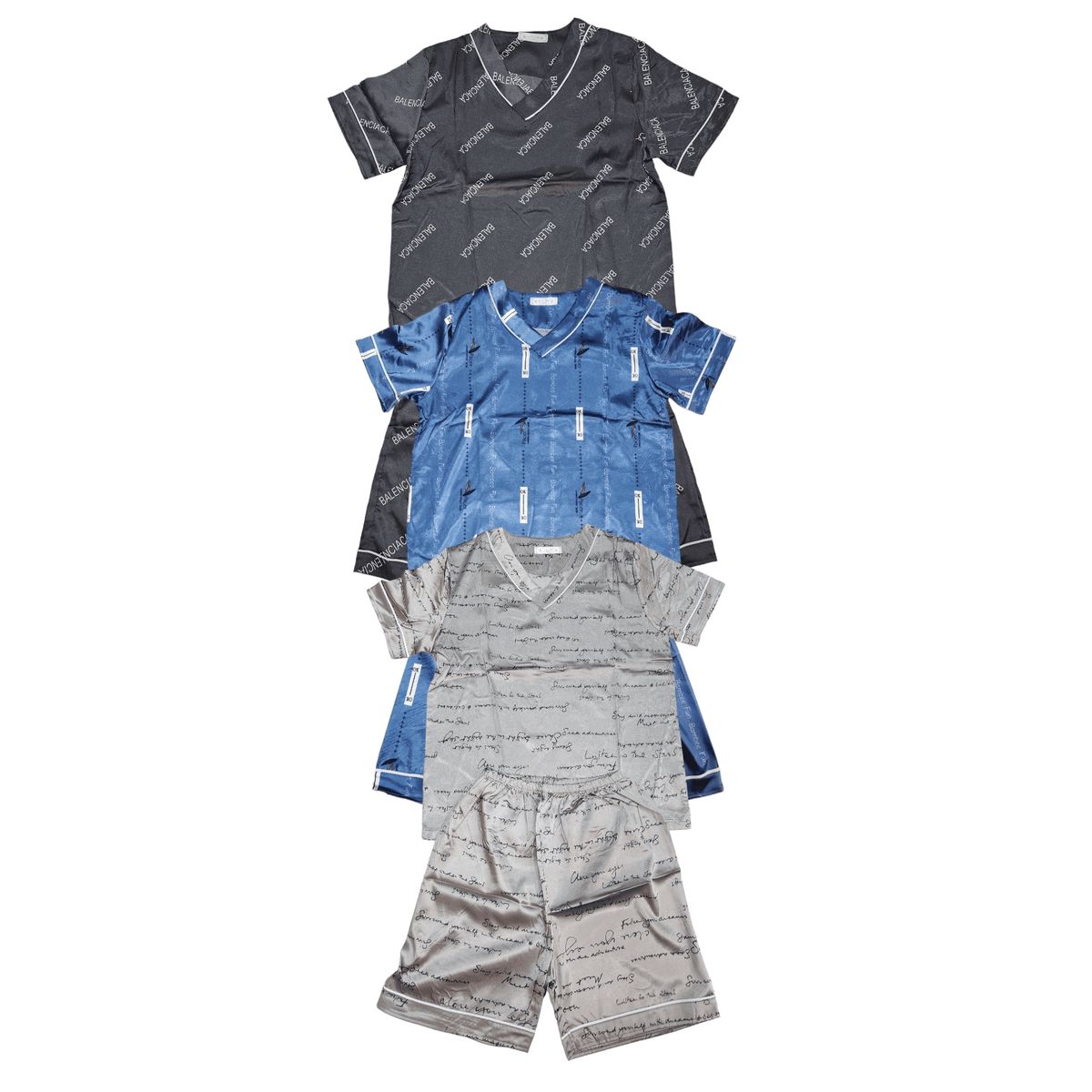 AGW - Pack 3 Pijamas Hombre Satin Diseños Modernos