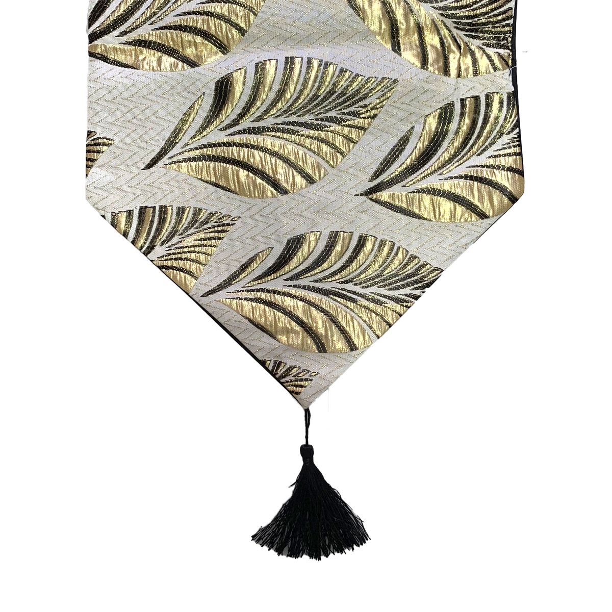 ELIZABETH PEPER - Camino De Mesa Con Diseño Negro con Dorado 180x33 cm
