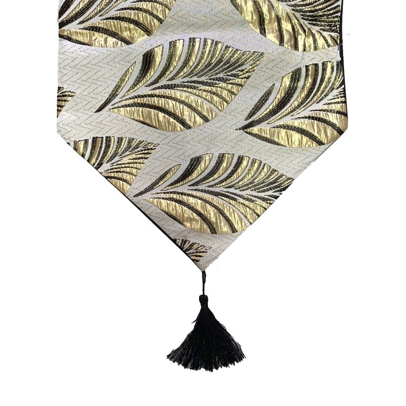 ELIZABETH PEPER - Camino De Mesa Con Diseño Negro con Dorado 180x33 cm