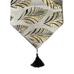 ELIZABETH PEPER - Camino De Mesa Con Diseño Negro con Dorado 180x33 cm
