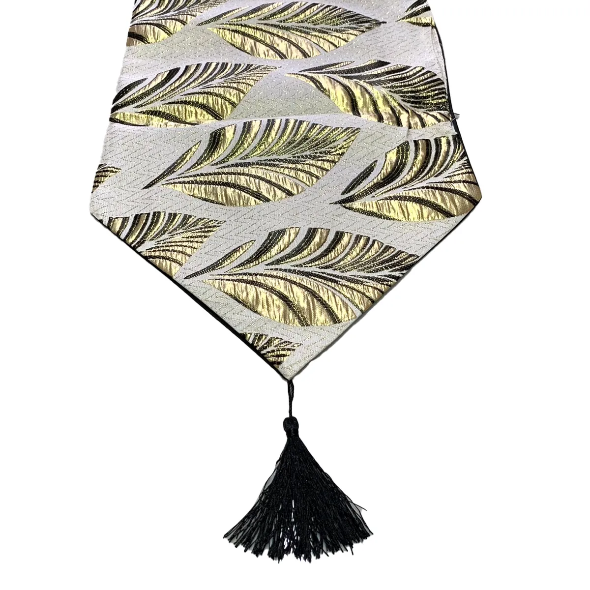 ELIZABETH PEPER - Camino De Mesa Con Diseño Negro con Dorado 180x33 cm