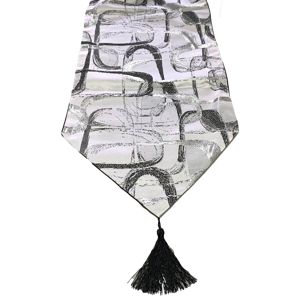 ELIZABETH PEPER - Camino De Mesa Con Diseño Gris con Negro 180x33 cm