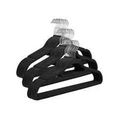 GENERICO - Colgador de Ropa terciopelo Negro antideslizante 30 unidades