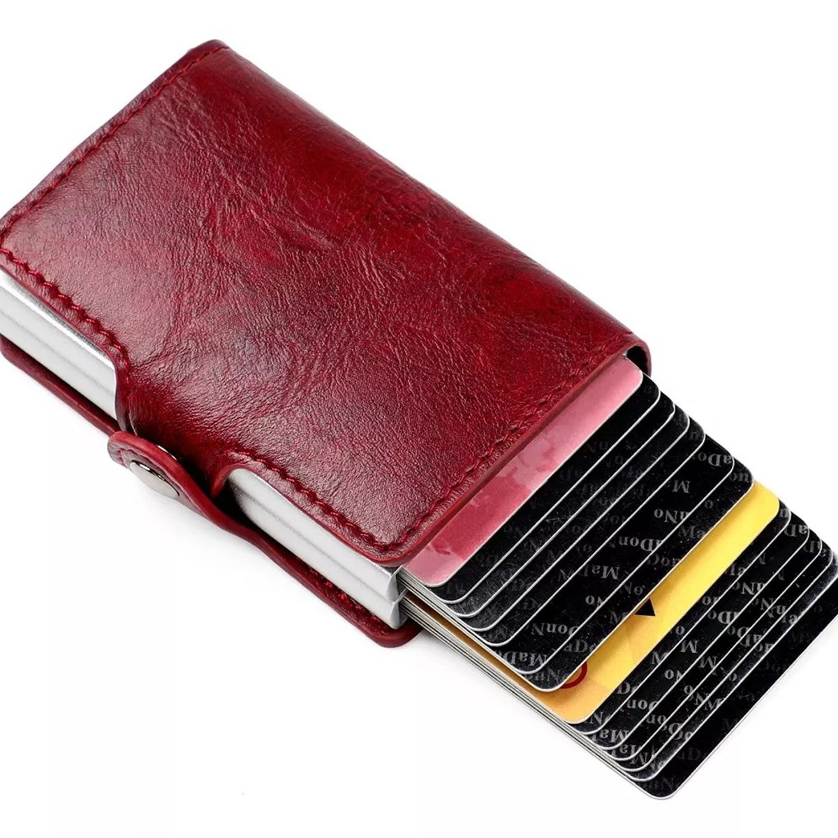 GENERICO - Cartera Delgada Con Protección Rfid rojo vino