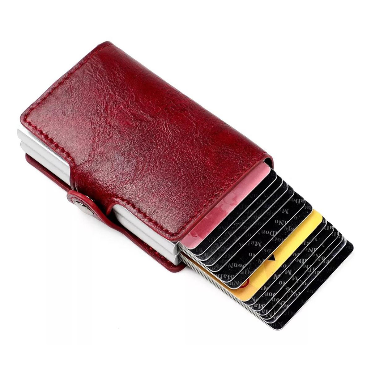 GENERICO - Cartera Delgada Con Protección Rfid rojo vino