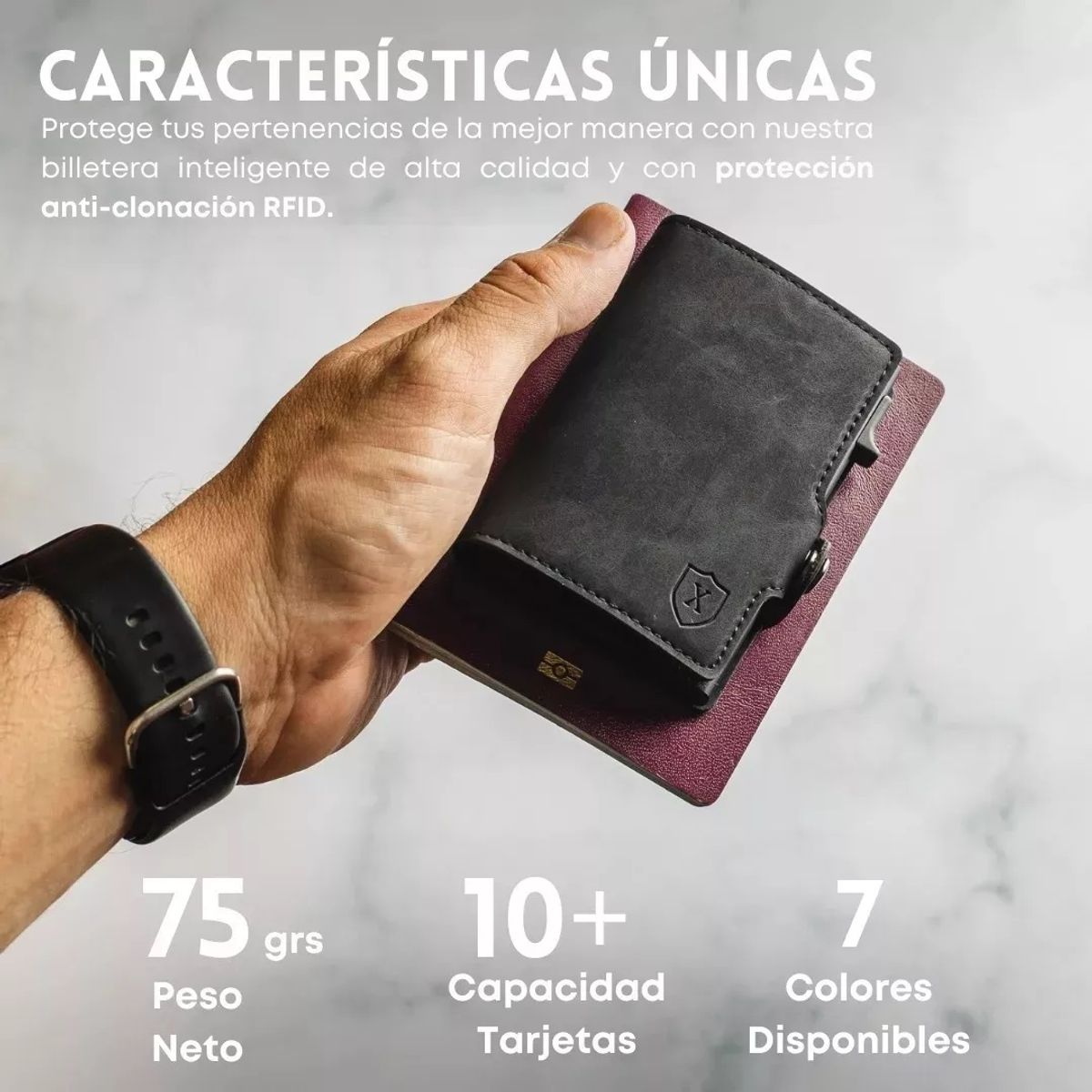 GENERICO - Cartera Delgada Con Protección Rfid rojo vino