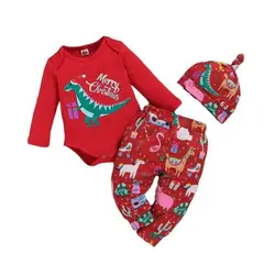 GENERICO - Conjunto Dinosaurio Navideño Feliz Navidad Talla 80 3-6M