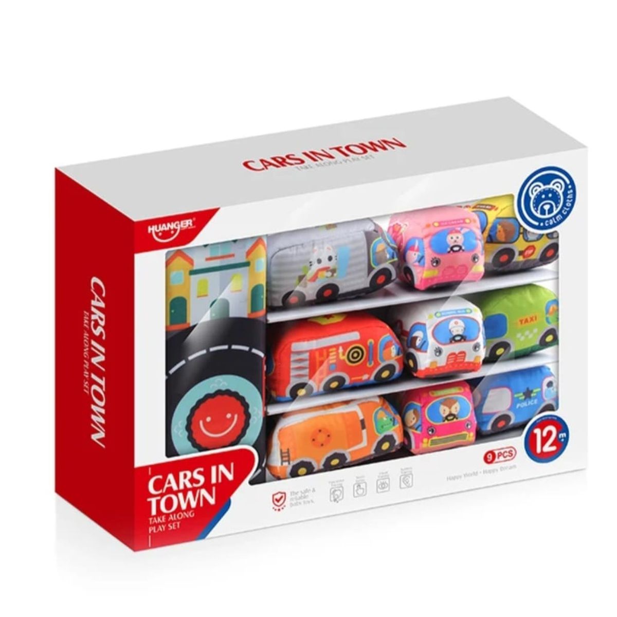 HUANGER - Set Autos Tela Suave Peluche Sonajero Estimulación Bebe